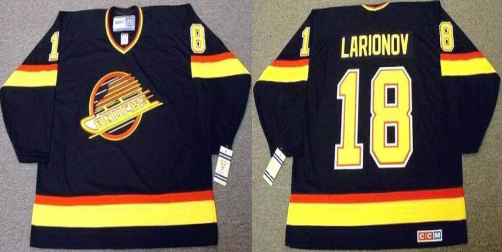 2019 Men Vancouver Canucks #18 Larionov Black CCM NHL jerseys